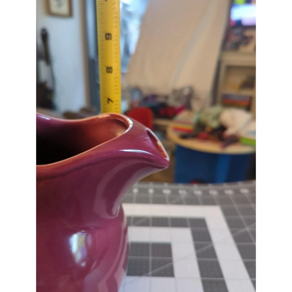 Vintage Hall Pottery Burgundy Pitcher Ice Guard Tilt Ball  Made USA
